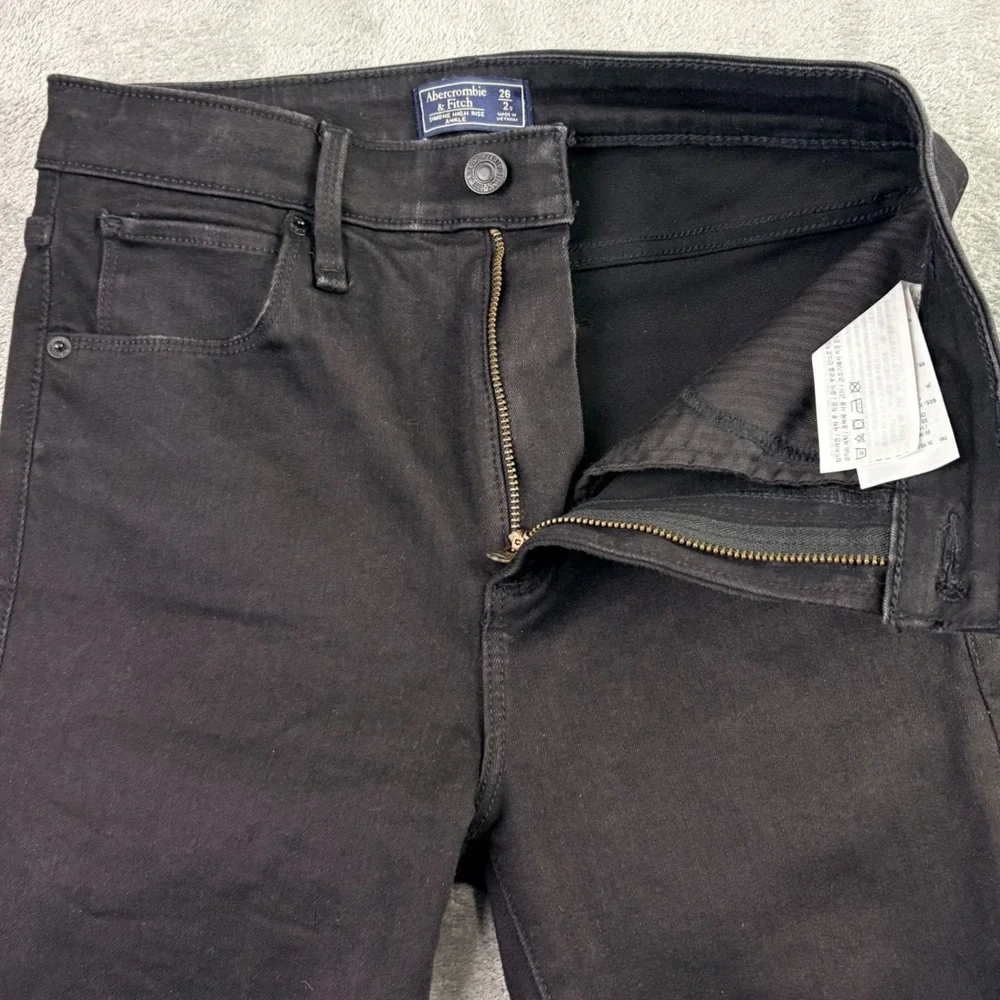 Abercrombie & Fitch 26 2S Black Simone High Rise Ankle Raw Hem Skinny Jeans - Picture 6 of 11
